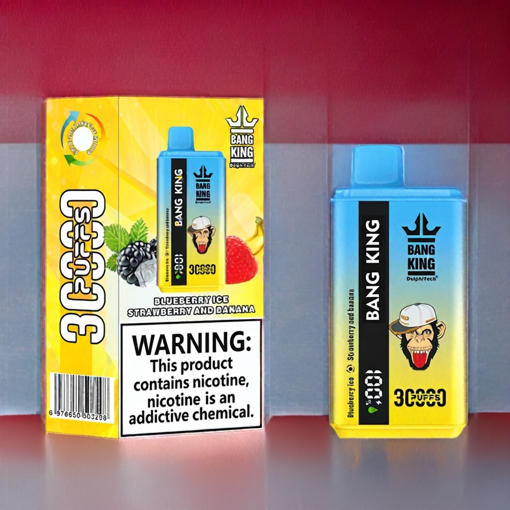Bang King 30000パフ ブルーベリーアイス ストロベリーバナナ ジャパン まとめ買い 36ml 550mAh 1.2メッシュデュアルコイル Type-C