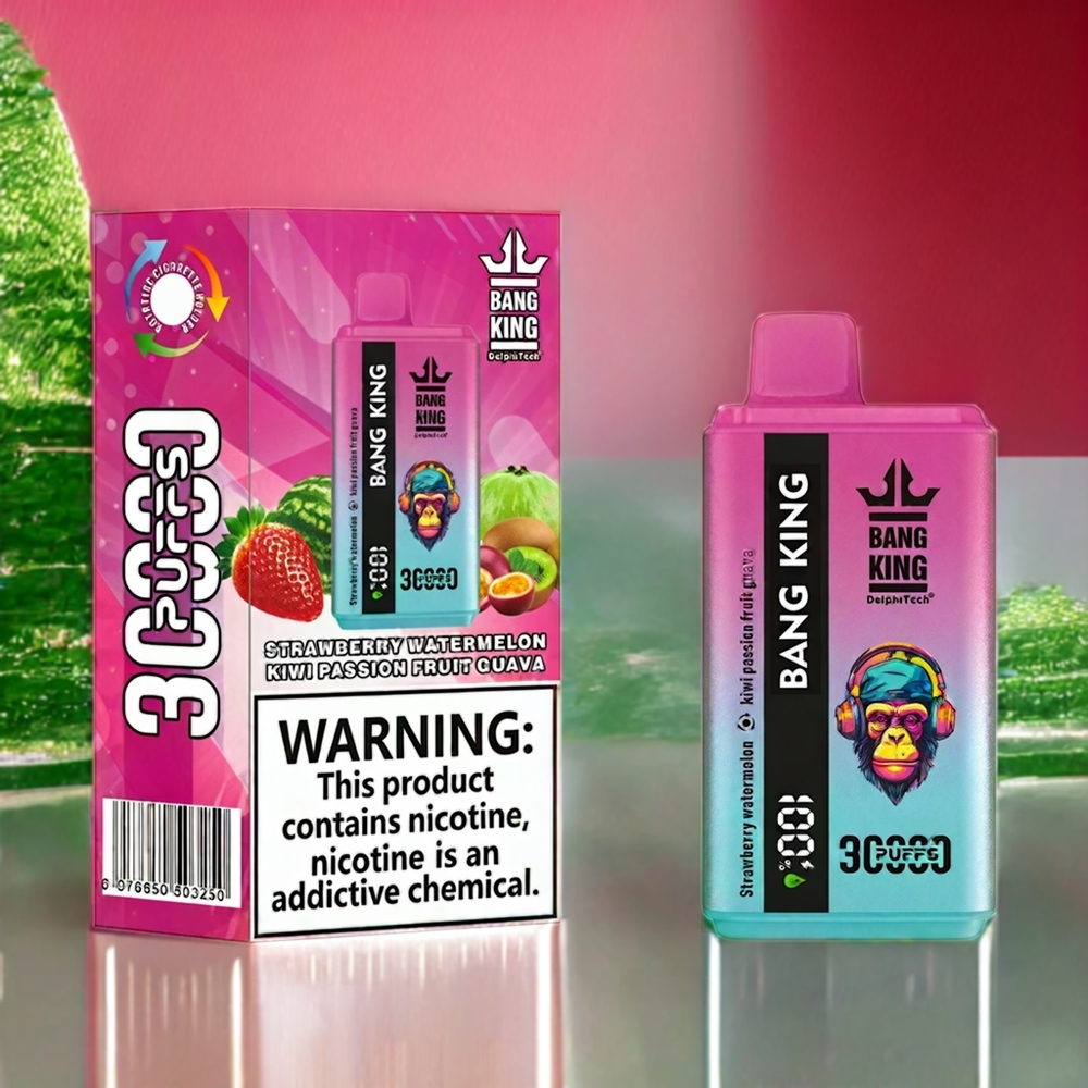 Bang King 30000プッフ ストロベリー・ウォーターメロン・キウイ・パッションフルーツ・グアバ ジャパン まとめ買い 36ml 550mAh 1.2メッシュデュアルコイル Type-C