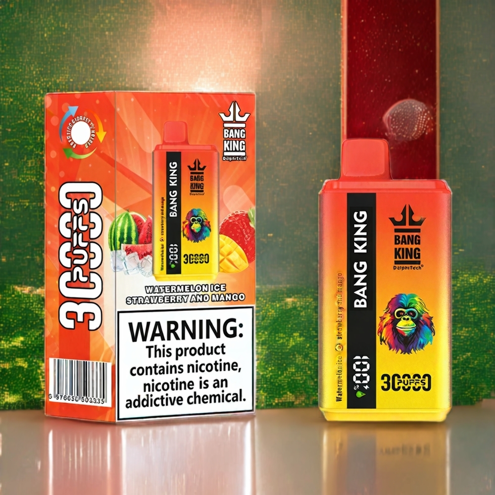 Bang King 30000パフ ウォーターメロンアイスストロベリーアンドマンゴー 36ml 550mAh 1.2メッシュデュアルコイル Type-C ジャパン まとめ買い