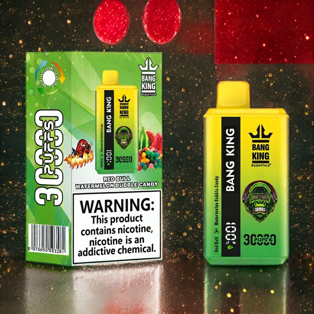 Bang King 30000パフ 使い捨てベイプ レッドブルスイカバブルキャンディ 550mAh 36ml 1.2メッシュデュアルコイル Type-C充電 ジャパン まとめ買い