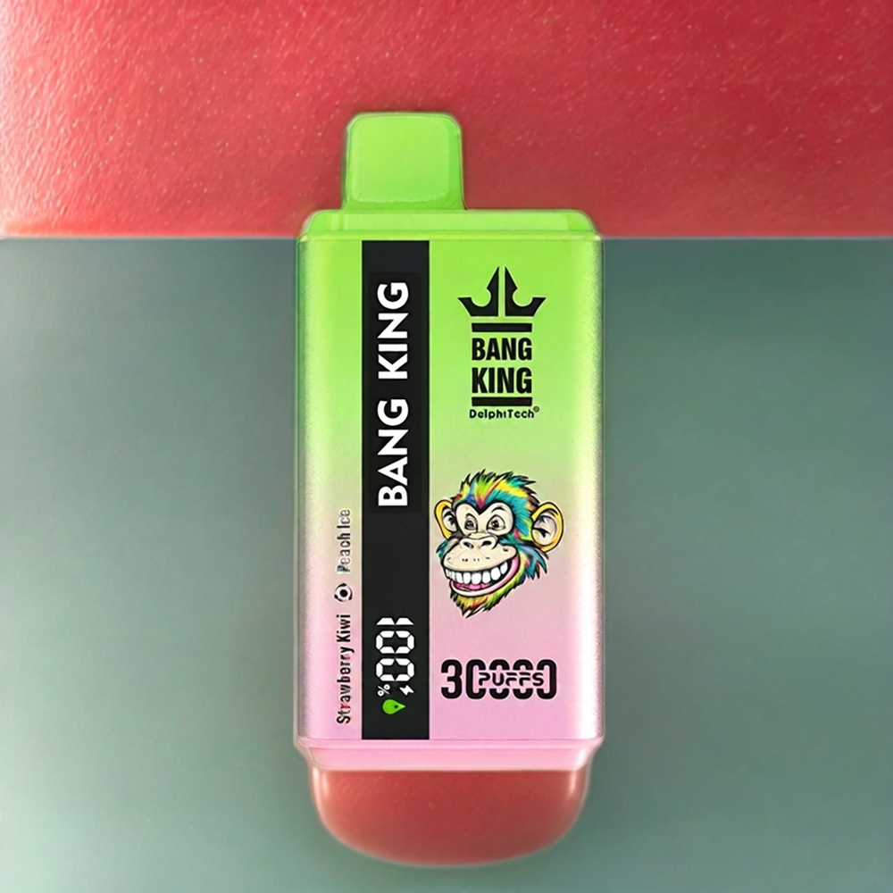 Bang King 30000 Puffs ストロベリーキウイピーチアイス 36ml 550mAh 1.2メッシュデュアルコイル Type-C ジャパン まとめ買い