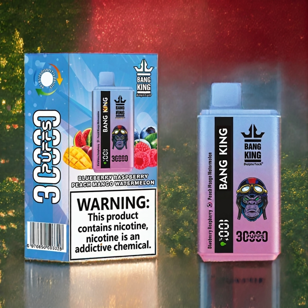 Bang King 30000 Puffs ブルーベリーレッドラズベリーピーチマンゴーウォーターメロン ジャパン まとめ買い 36ml 550mAh 1.2メッシュデュアルコイル Type-C