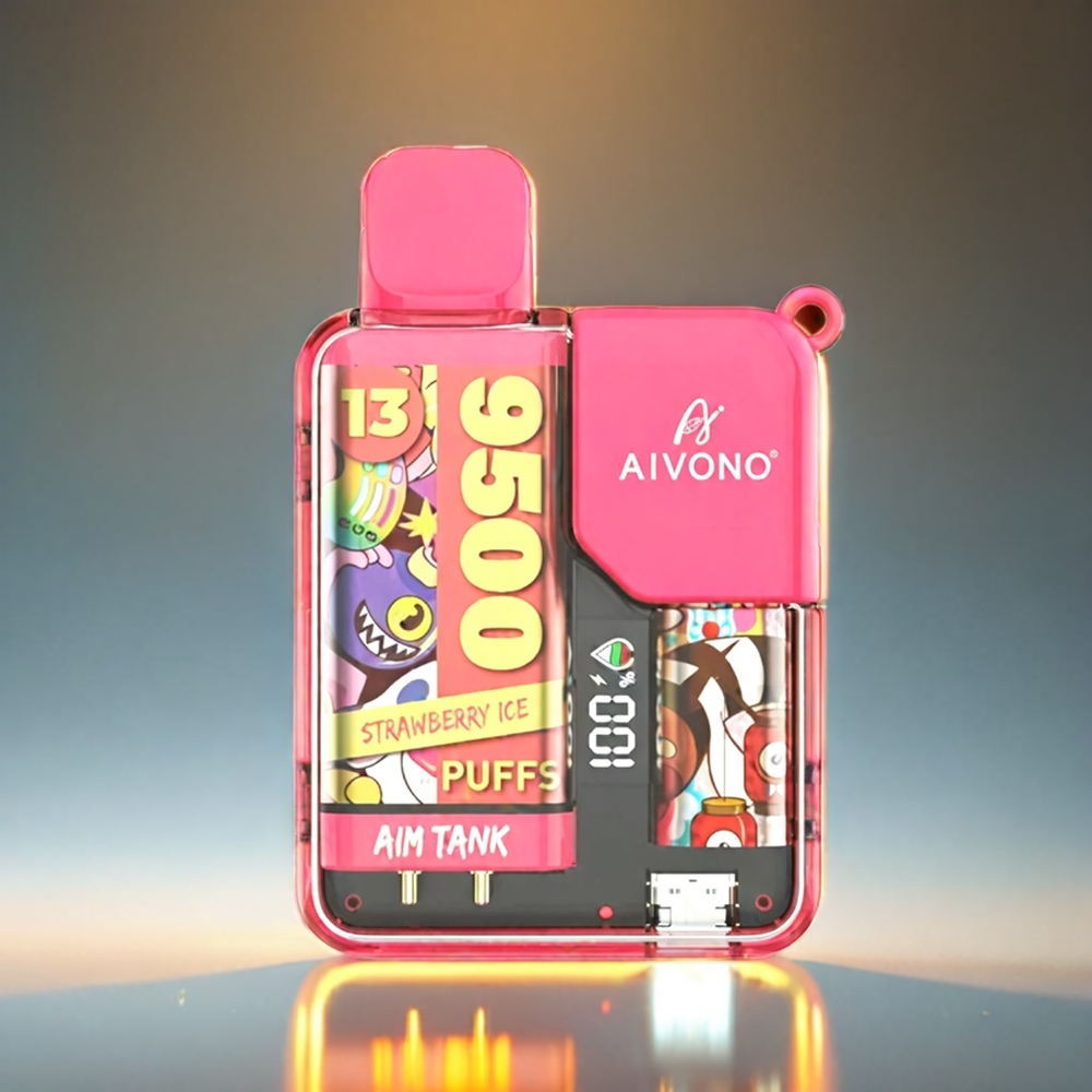 Aivono Aim Tank 9500 Puffs 18ml 650mAh LCD ストロベリーアイス ジャパン まとめ買い