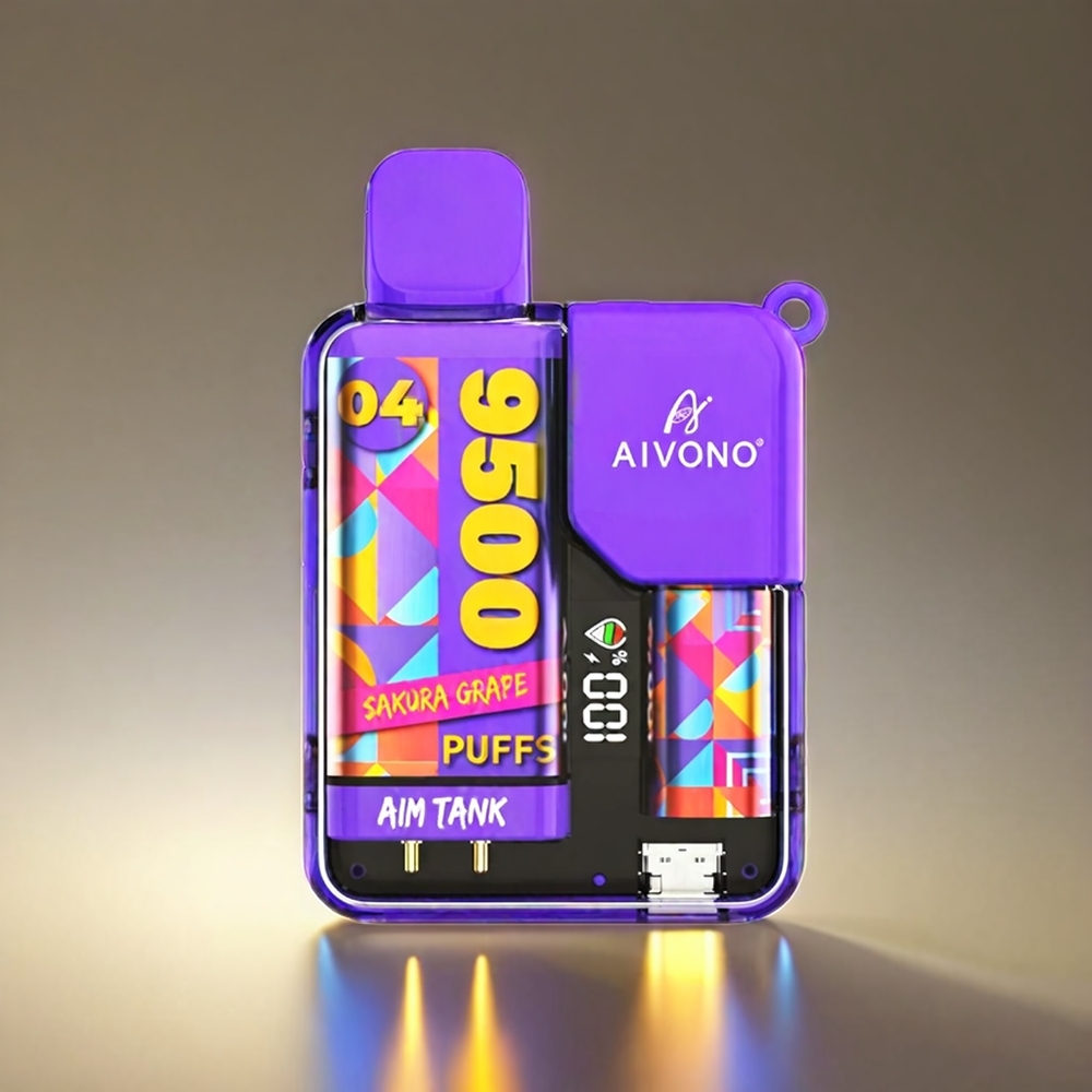 Aivono Aim Tank 9500 Puffs 18ml LCD 1.2ohm サクラグレープ ジャパン まとめ買い