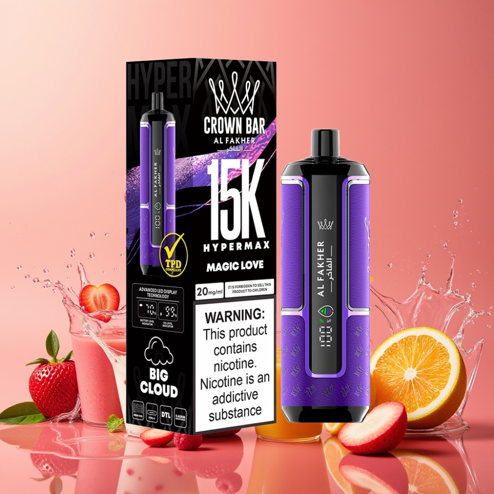 Al Fakher Crown Bar 15K Hypermax ハイパーマックス魔法の愛ジャパンまとめ買い22ml600mAhType-C15000回