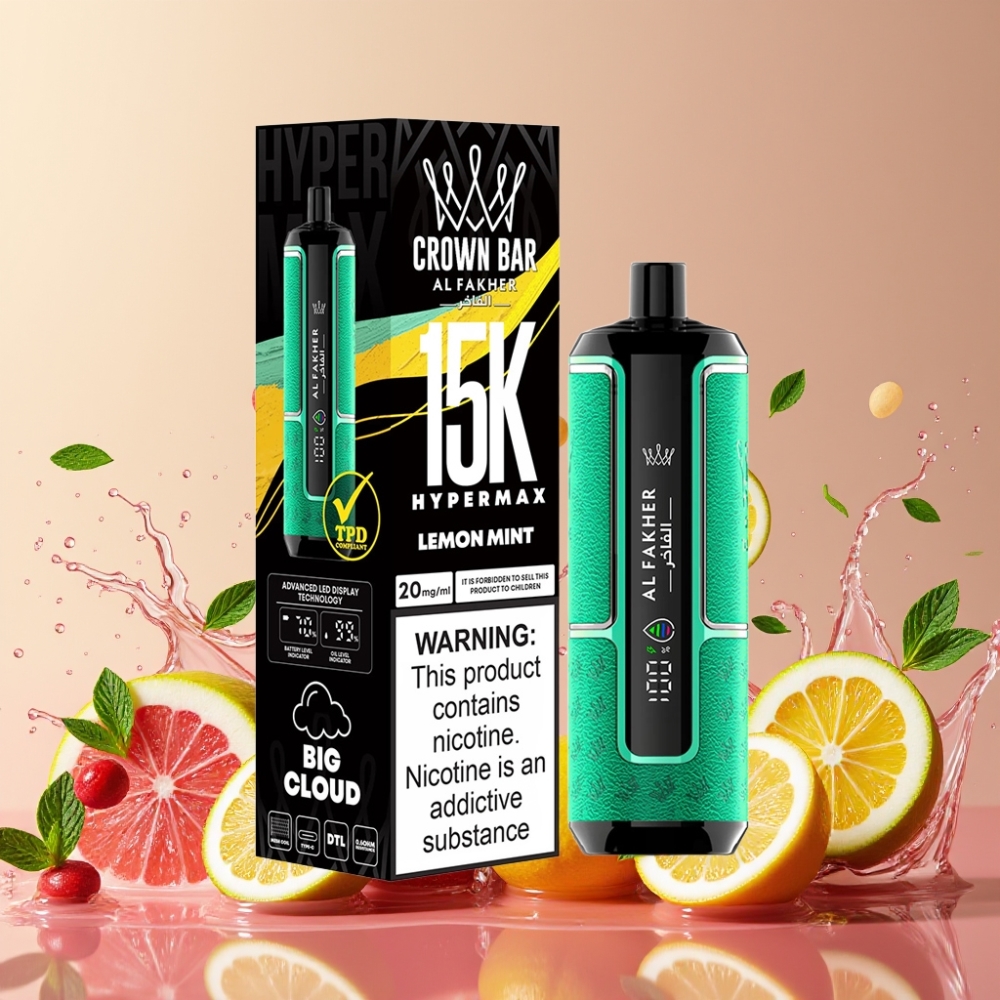 Al Fakher Crown Bar 15K Hypermax ハイパーマックス レモン ミント ジャパン まとめ買い 22ml 600mAh タイプC 20mg