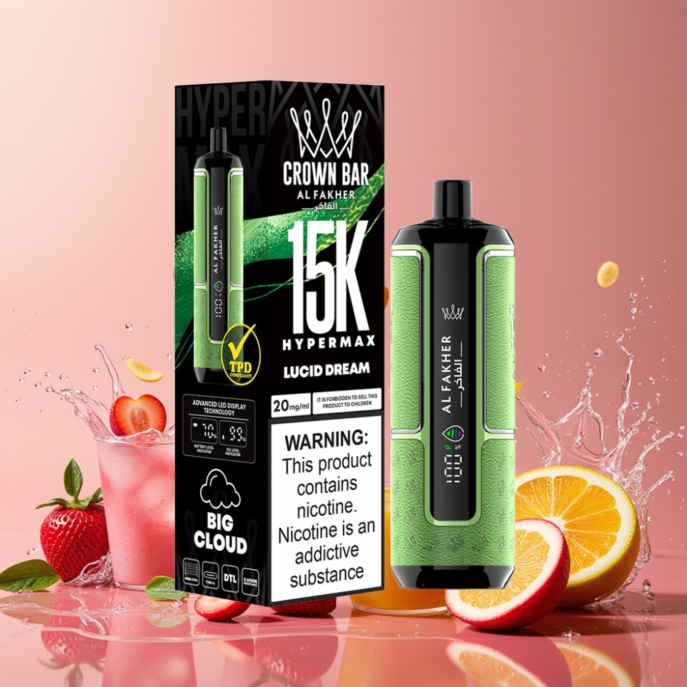 Al Fakher Crown Bar 15K Hypermax ハイパーマックス ジャパン まとめ買い 22ml 600mAh タイプC 20mg ルシッドドリーム