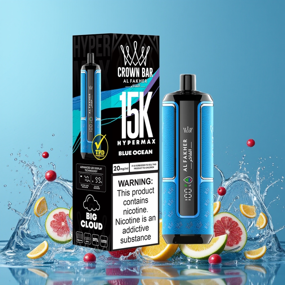 Al Fakher Crown Bar 15K Hypermax ブルーオーシャン 22ml 600mAh ジャパン まとめ買い DTL 20mg