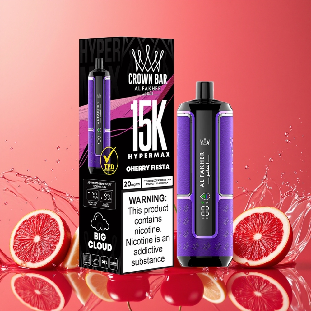 Al Fakher Crown Bar 15K Hypermax チェリーフィエスタ ジャパン まとめ買い 22ml 600mAh Type-C 20mg