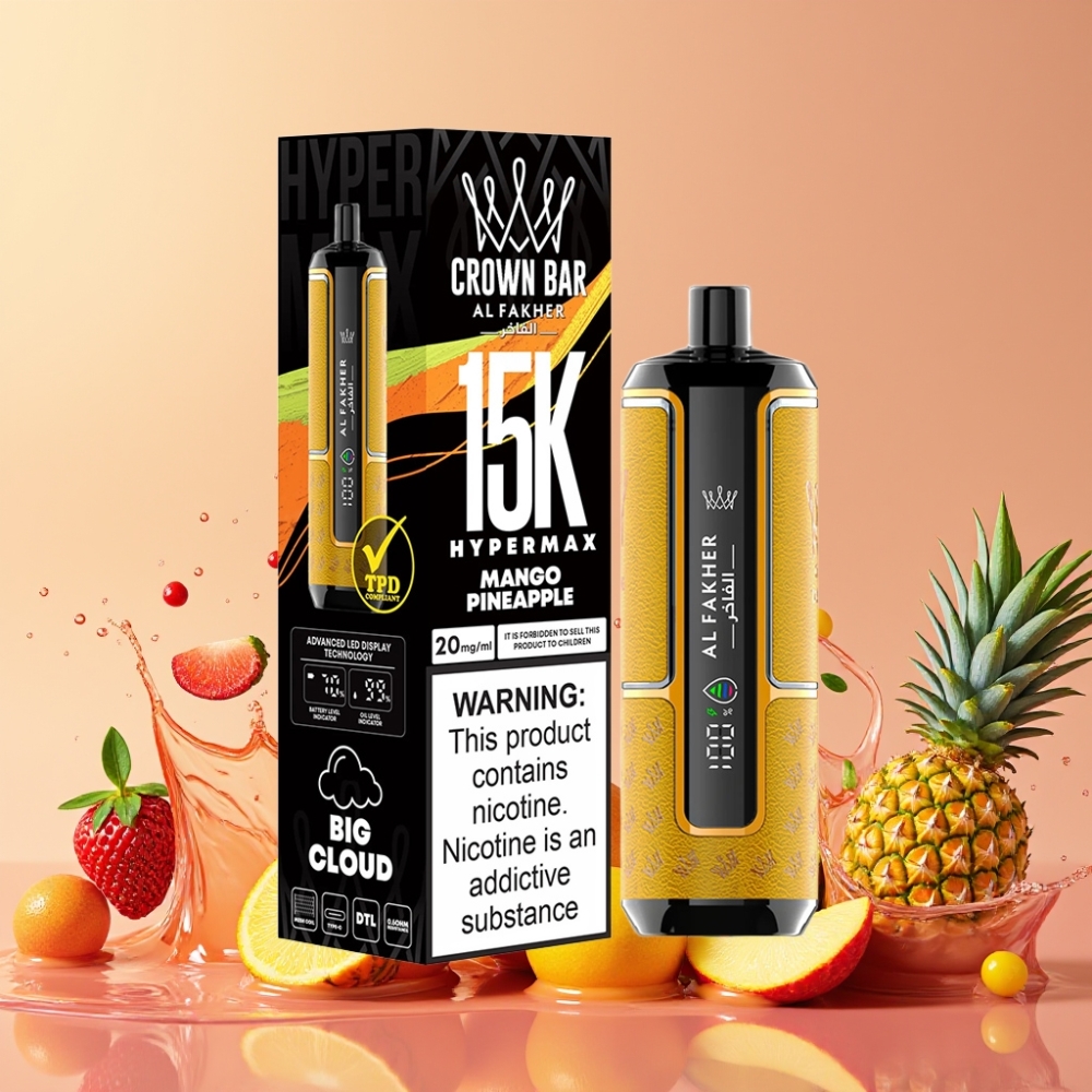 Al Fakher Crown Bar 15K Hypermax マンゴーパイナップル ジャパン まとめ買い 22ml 600mAh Type-C 20mg