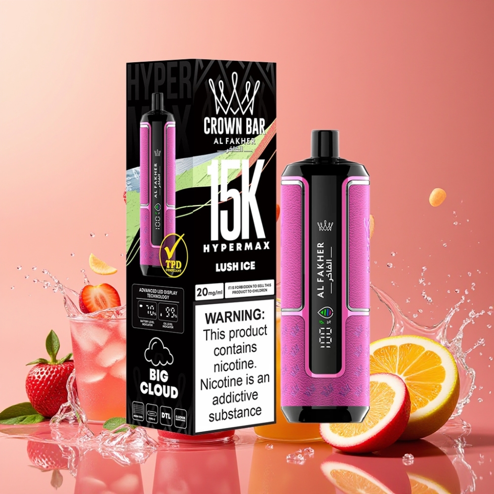 Al Fakher Crown Bar 15K Hypermax ルーチアイス ジャパン まとめ買い 22ml 600mAh Type-C DTL 20mg