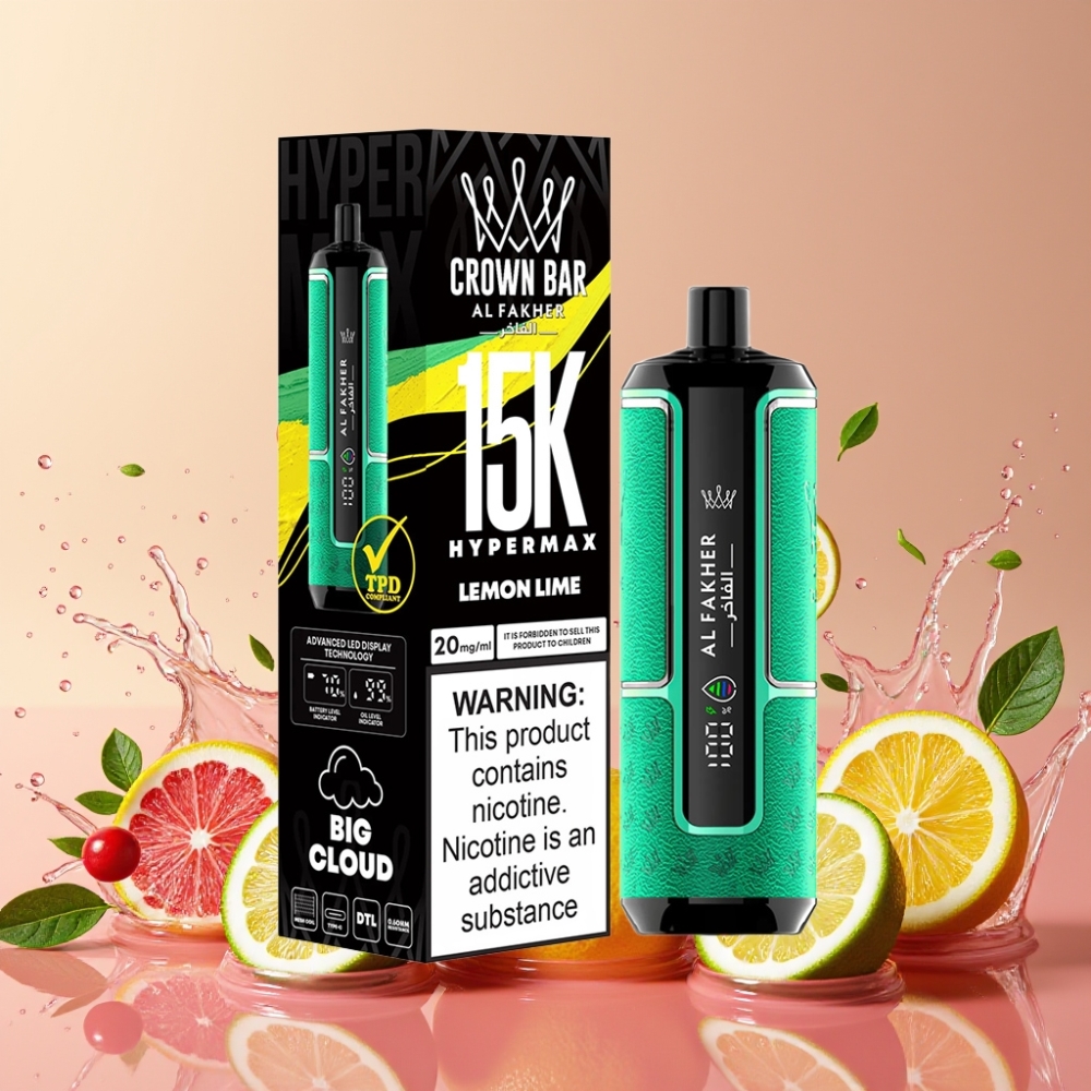 Al Fakher Crown Bar 15K Hypermax レモンライム ジャパン まとめ買い 22ml 600mAh Type-C