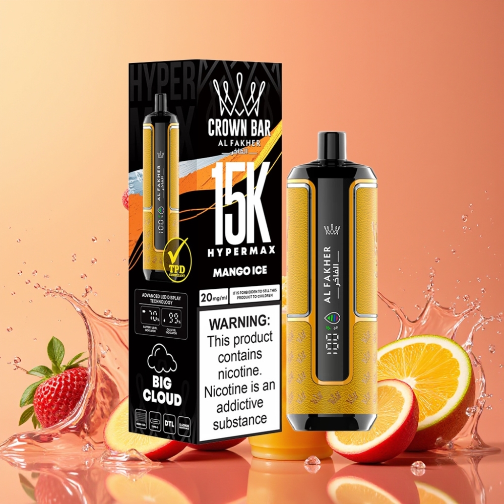 Al Fakher Crown Bar 15K Hypermax マンゴーアイス ジャパン まとめ買い 22ml 600mAh Type-C