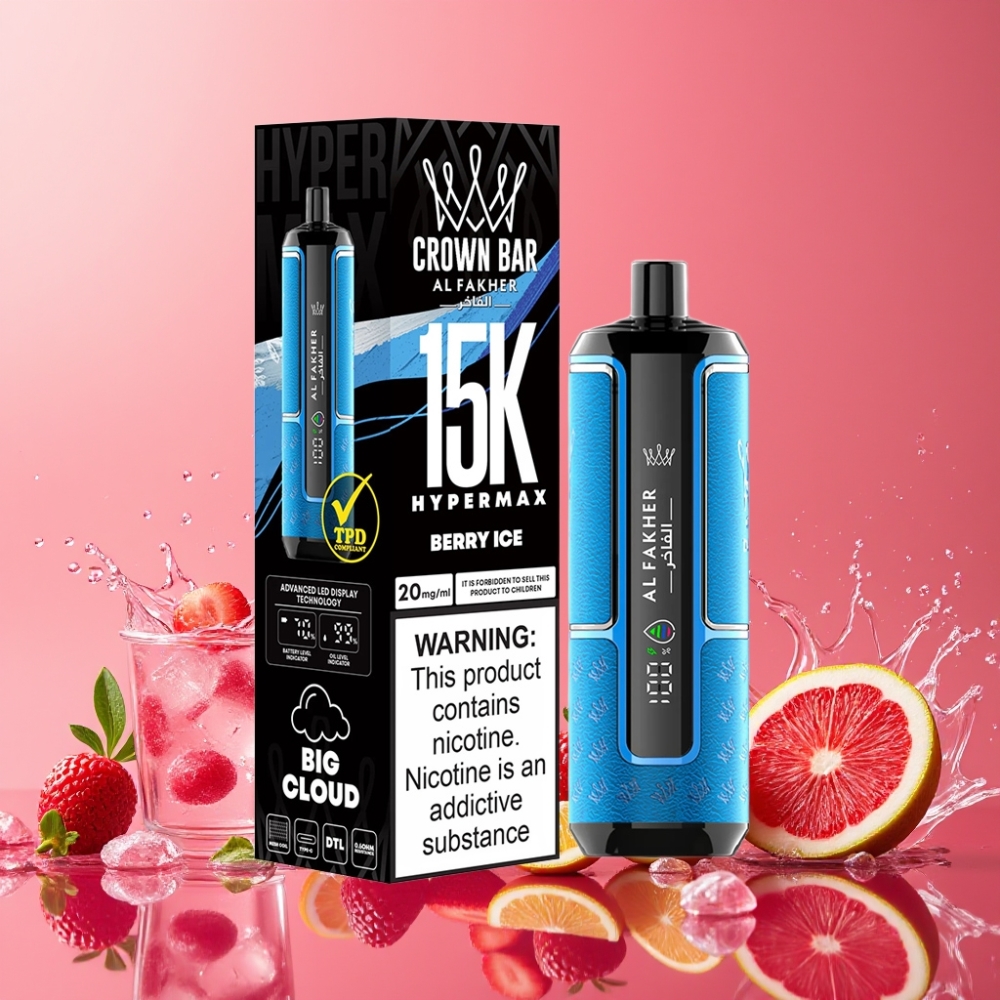 Al Fakher Crown Bar 15K Hypermax ベリーアイス ジャパン まとめ買い 22ml 600mAh USB-C DTL 20mg