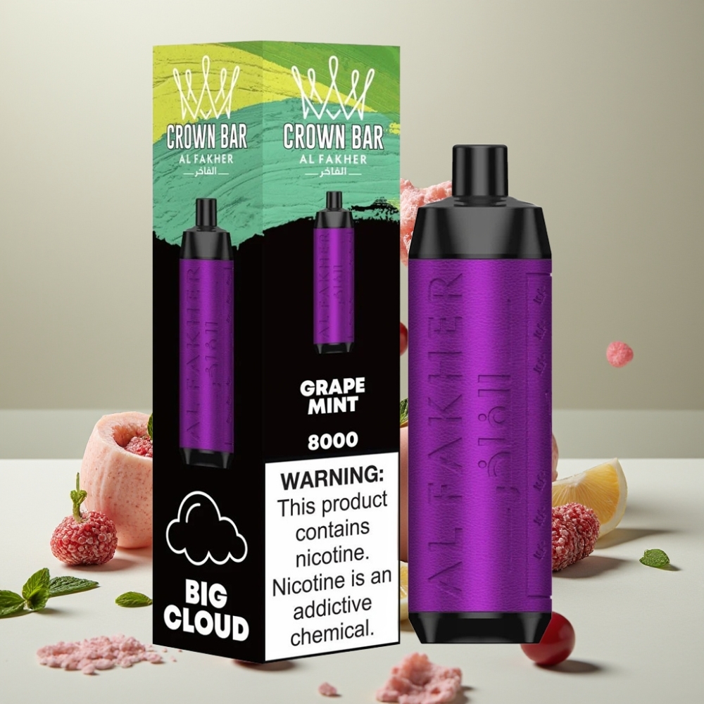 Al Fakher Crown Bar 8000 グレープミント ジャパン まとめ買い 600mah 18ml 5mg 0.6ohm
