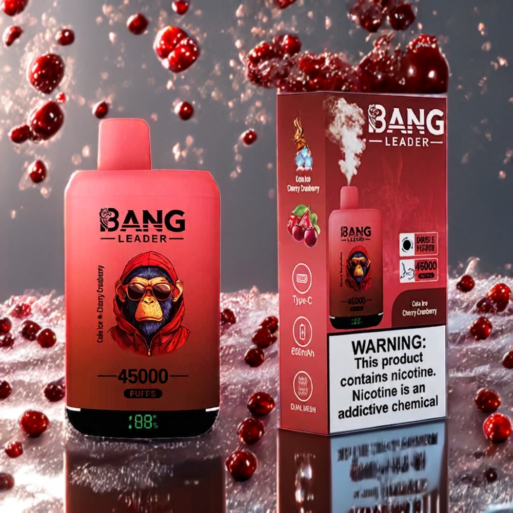 Bang Leader 45000 パフ デュアルフレーバー コーラアイスチェリークランベリー ジャパン まとめ買い スマートスクリーン Type-C