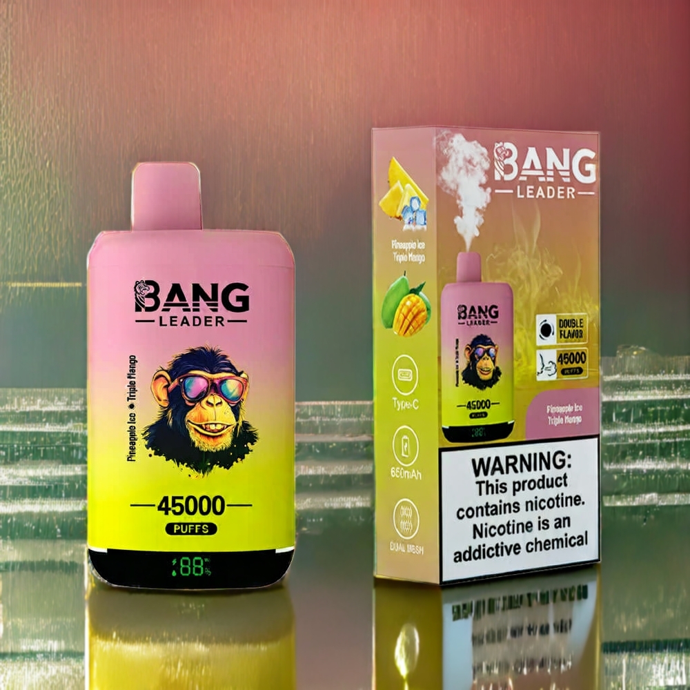 Bang Leader 45000パイナップルアイストリプルマンゴ ジャパン まとめ買い スマートスクリーン Type-C デュアルフレーバー 5%