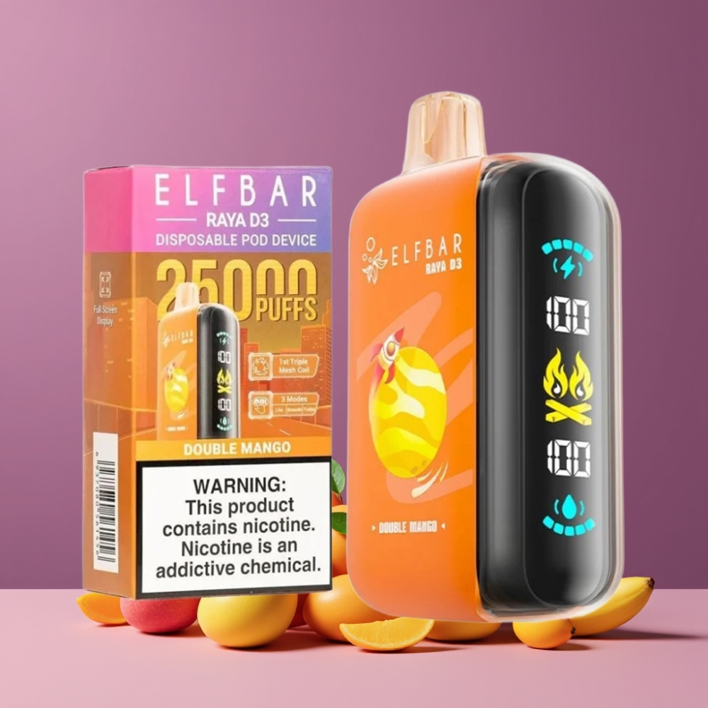 ELF BAR RAYA D3 25000パフ ダブルマンゴー ジャパン まとめ買い 23ml 850mAh Type-C充電
