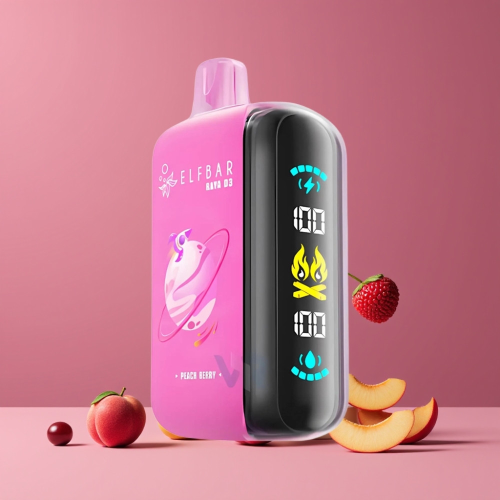 ELF BAR RAYA D3 25000パフ ピーチベリー ジャパン まとめ買い 850mAh 23ml 5% タイプC 大画面
