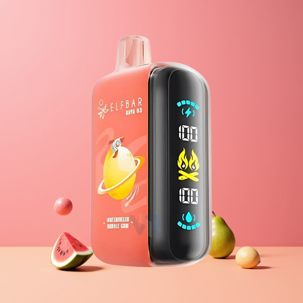 ELF BAR RAYA D3 25000パフ スイカバブルガム ジャパン まとめ買い 850mAh 23ml 5% タイプC 大画面