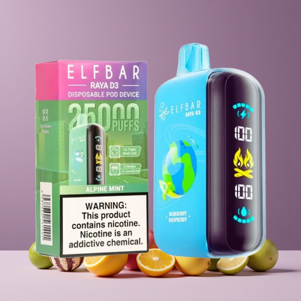 ELF BAR RAYA D3 25000パフ アルパインミント ジャパン まとめ買い 850mAh 23ml 5% Type-C