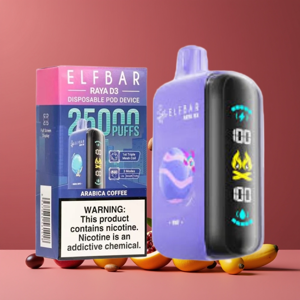 ELF BAR RAYA D3 25000プフ アラビカコーヒー ジャパン まとめ買い 850mAh 23ml 5% Type-C