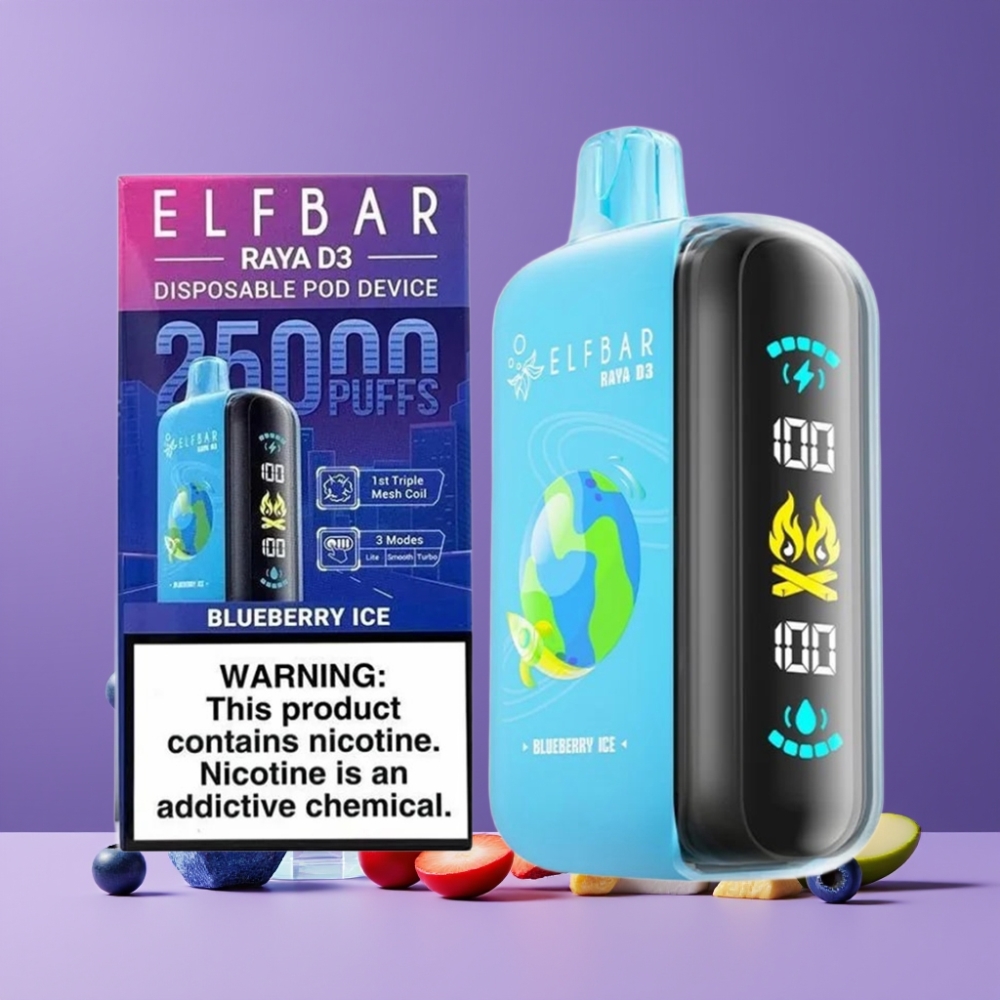 ELF BAR RAYA D3 25000パフ ブルーベリーアイス ジャパン まとめ買い 850mAh 23ml 5% Type-C