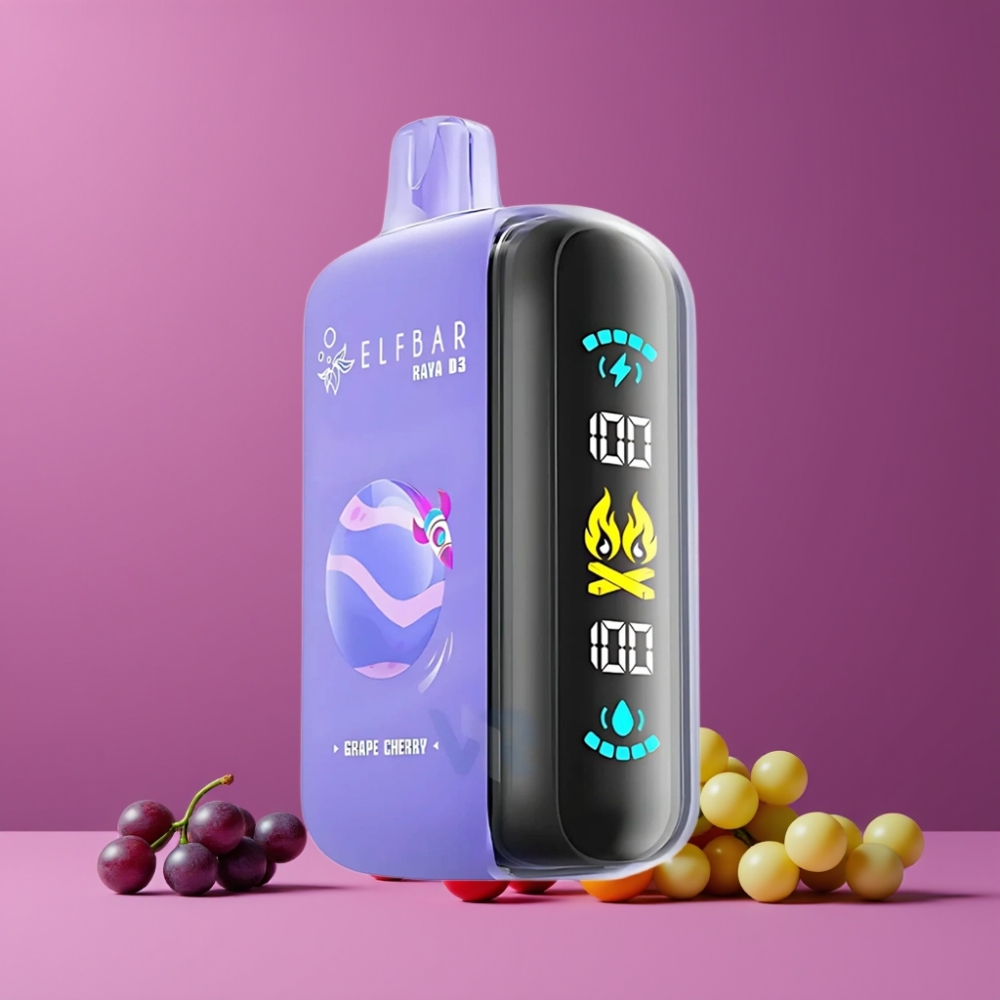 ELF BAR RAYA D3 25000パフ グレープチェリー ジャパン まとめ買い 850mAh 23ml 5% 大型スクリーン Type-C