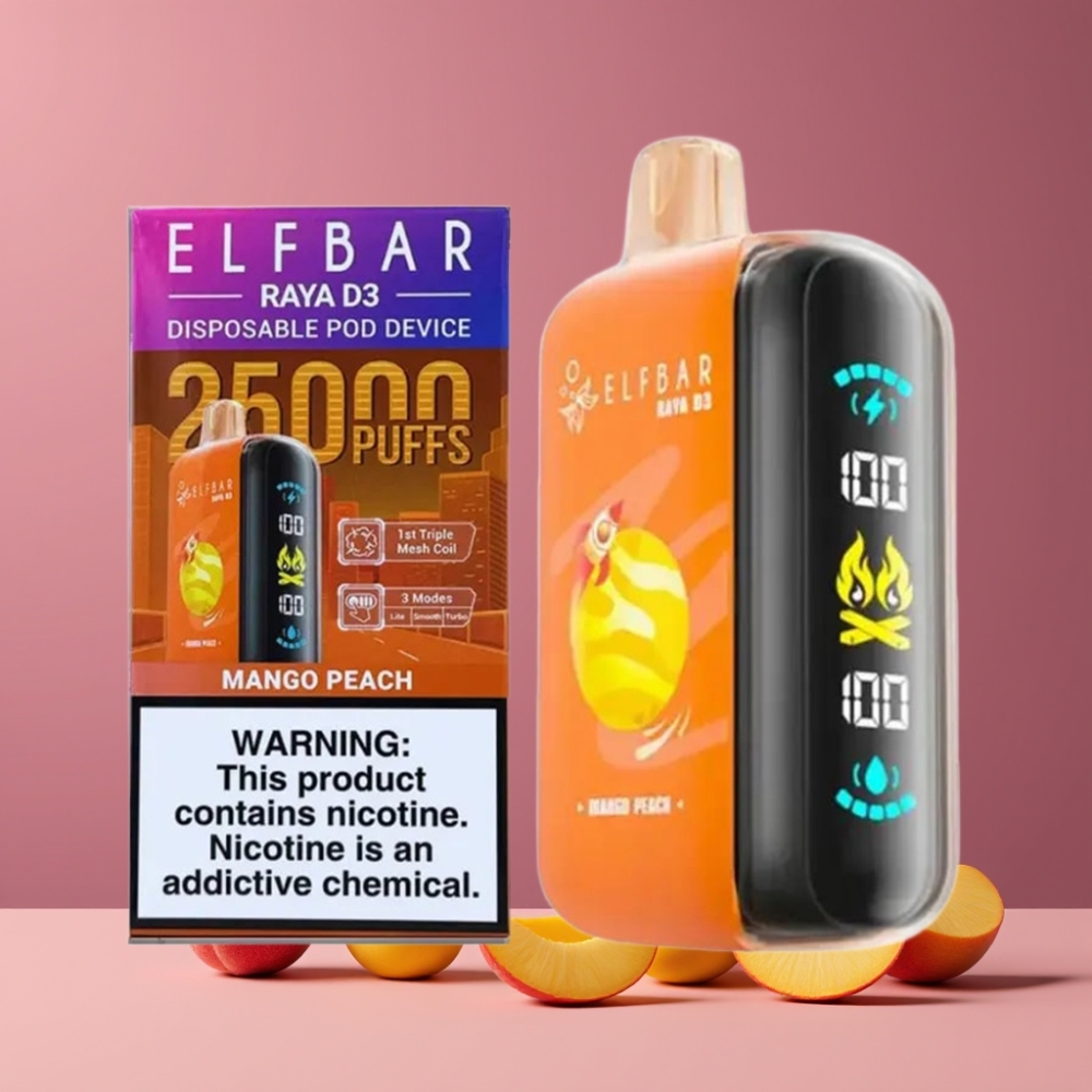 ELF BAR RAYA D3 25000パフ マンゴーピーチ ジャパン まとめ買い 850mAh 23ml 5% Type-C
