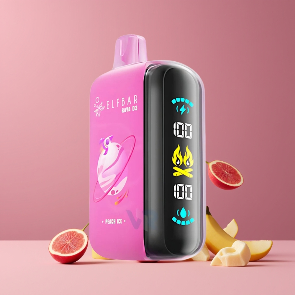 ELF BAR RAYA D3 25000パフ ピーチアイス ジャパン まとめ買い 850mAh 23ml 5% Type-C 大画面