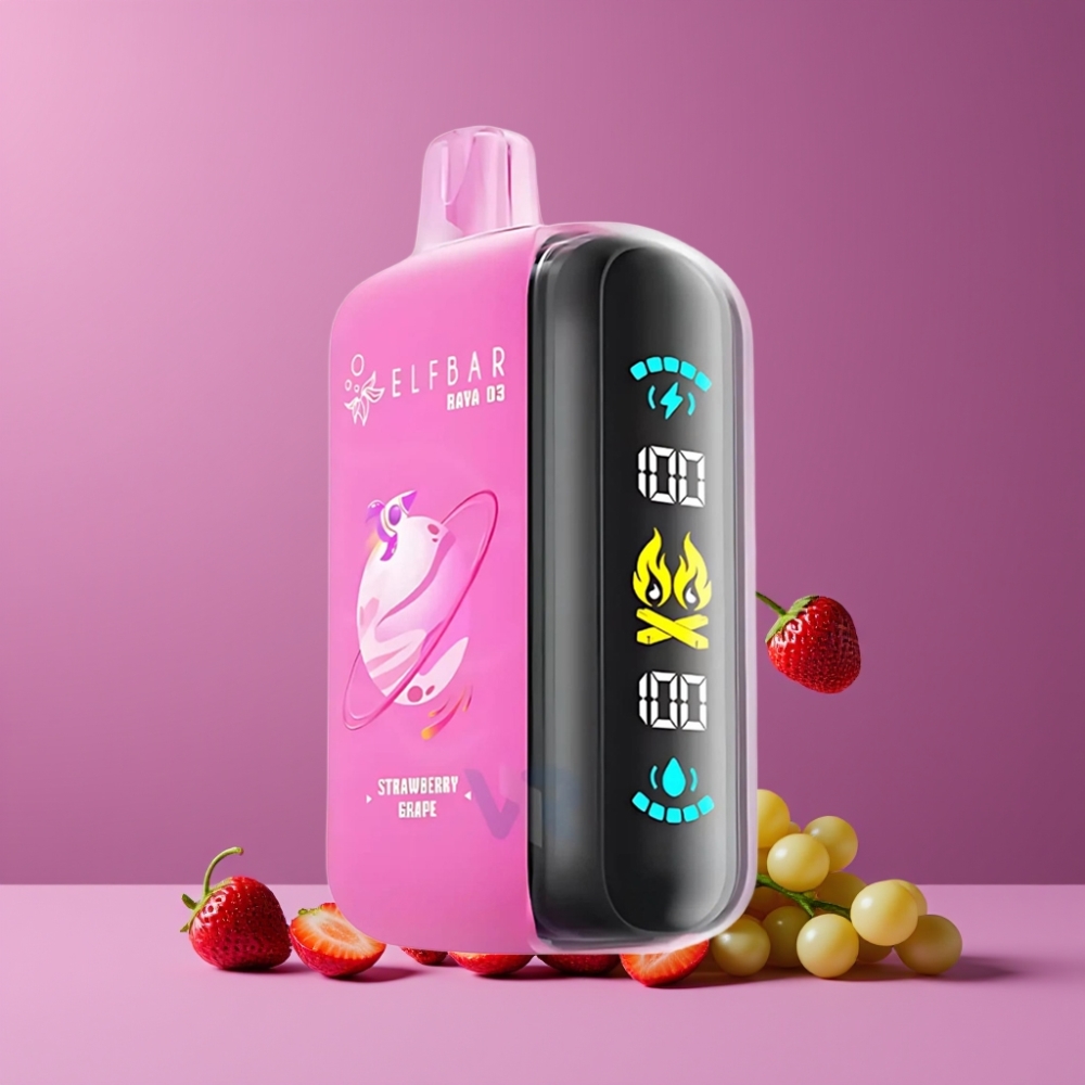 ELF BAR RAYA D3 25000パフ ストロベリーグレープ ジャパン まとめ買い 850mAh 23ml 5% 大画面 Type-C