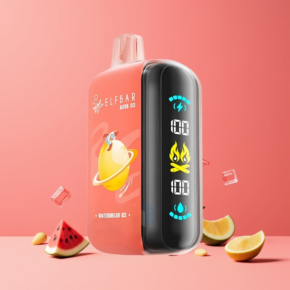 ELF BAR RAYA D3 25000パフ ウォーターメロンアイス ジャパン まとめ買い 850mAh 23ml 5% 大画面 Type-C