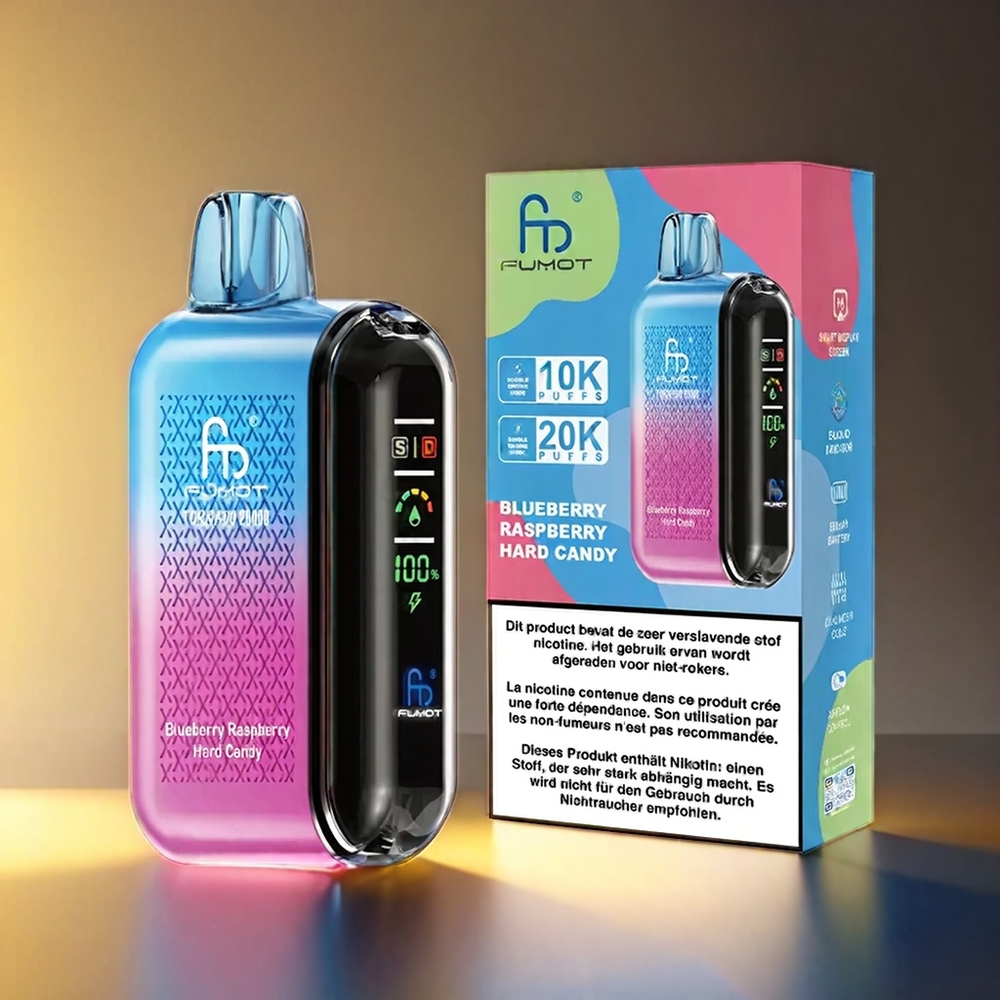 Fumot Tornado 20000 Puffs 20ml 850mAh デュアルメッシュコイル ブルーベリーレッドラズベリーハードキャンディ ジャパン まとめ買い