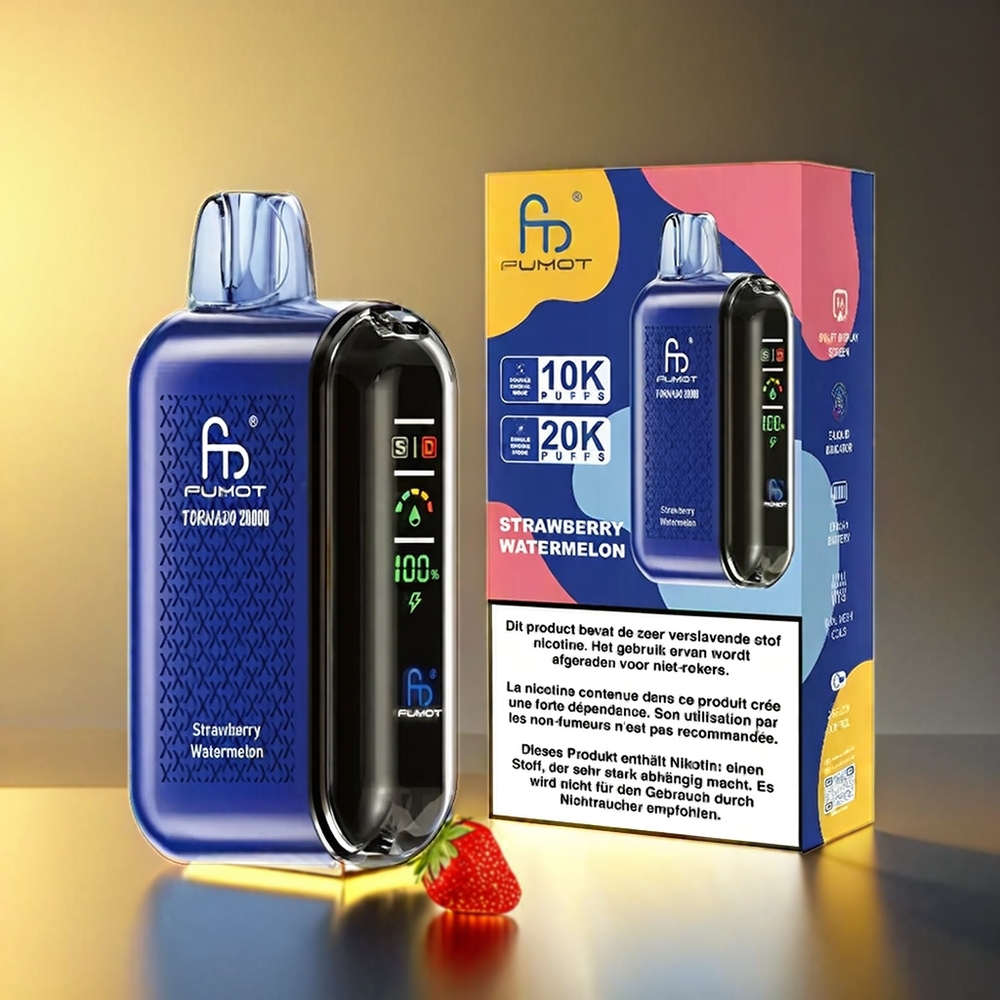 Fumot Tornado 20000 Puffs デュアルメッシュコイル 20ml 850mAh ストロベリーワーターメロン ジャパン まとめ買い