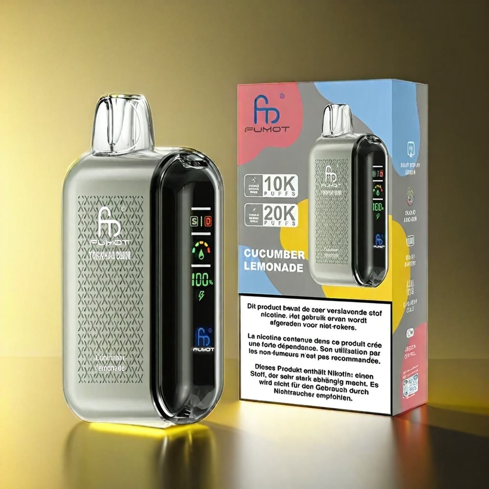Fumot Tornado 20000 Puffs デュアルメッシュコイル 20ml きゅうりレモネード ジャパン まとめ買い