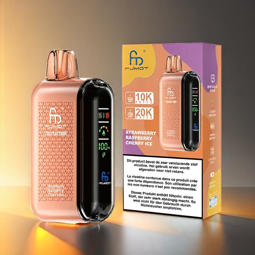 Fumot Tornado 20000 Puffs デュアルメッシュコイル 20ml ストロベリーレッドチェリーアイス ジャパン まとめ買い