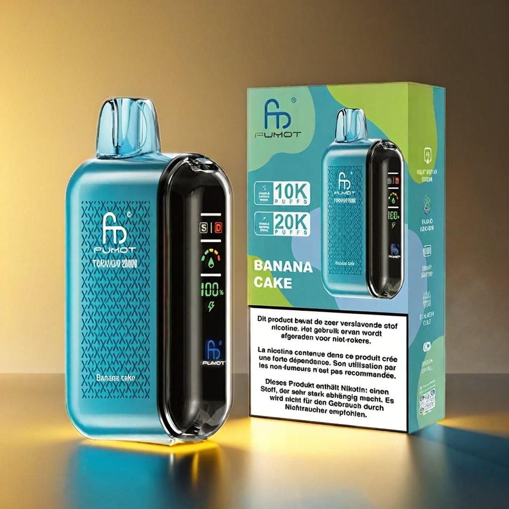 Fumot Tornado 20000 Puffs デュアルメッシュコイル Smart Display バナナケーキ ジャパン まとめ買い