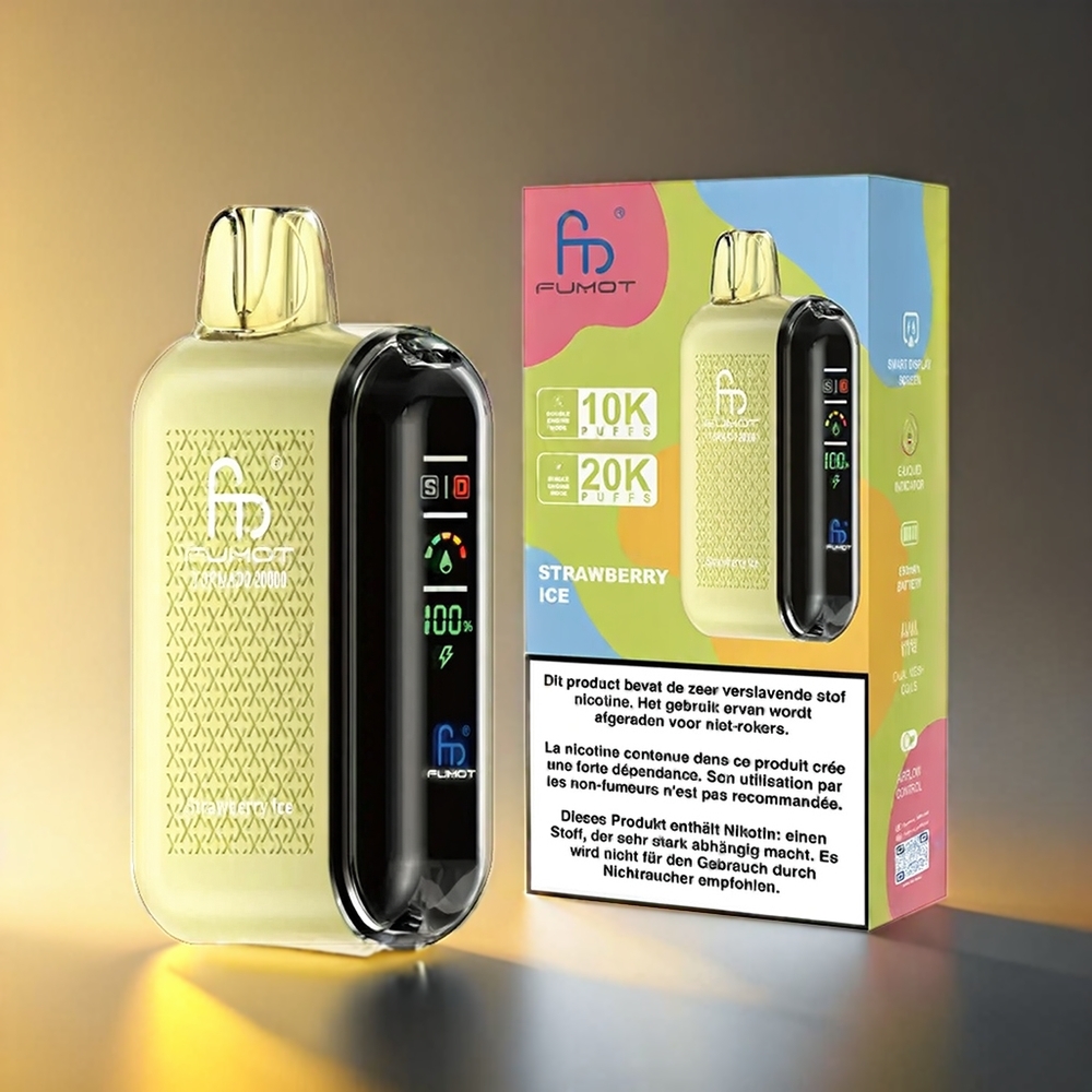 Fumot Tornado デュアルメッシュコイル 20ml 20000 Puffs ストロベリーアイス ジャパン まとめ買い