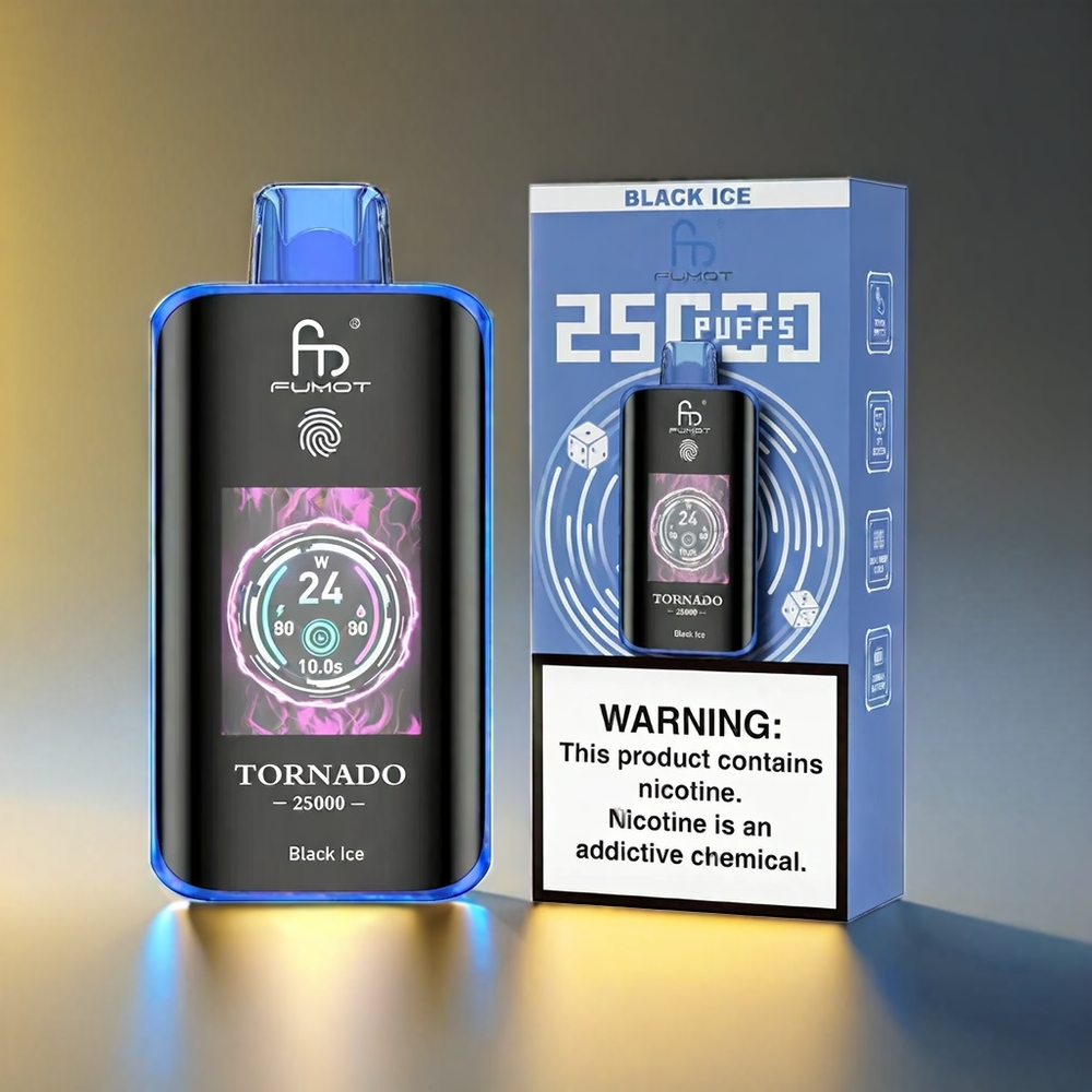 Fumot Tornado 25000 Puffs HDスクリーン 20ml充電可能 ブラックアイス ジャパン まとめ買い