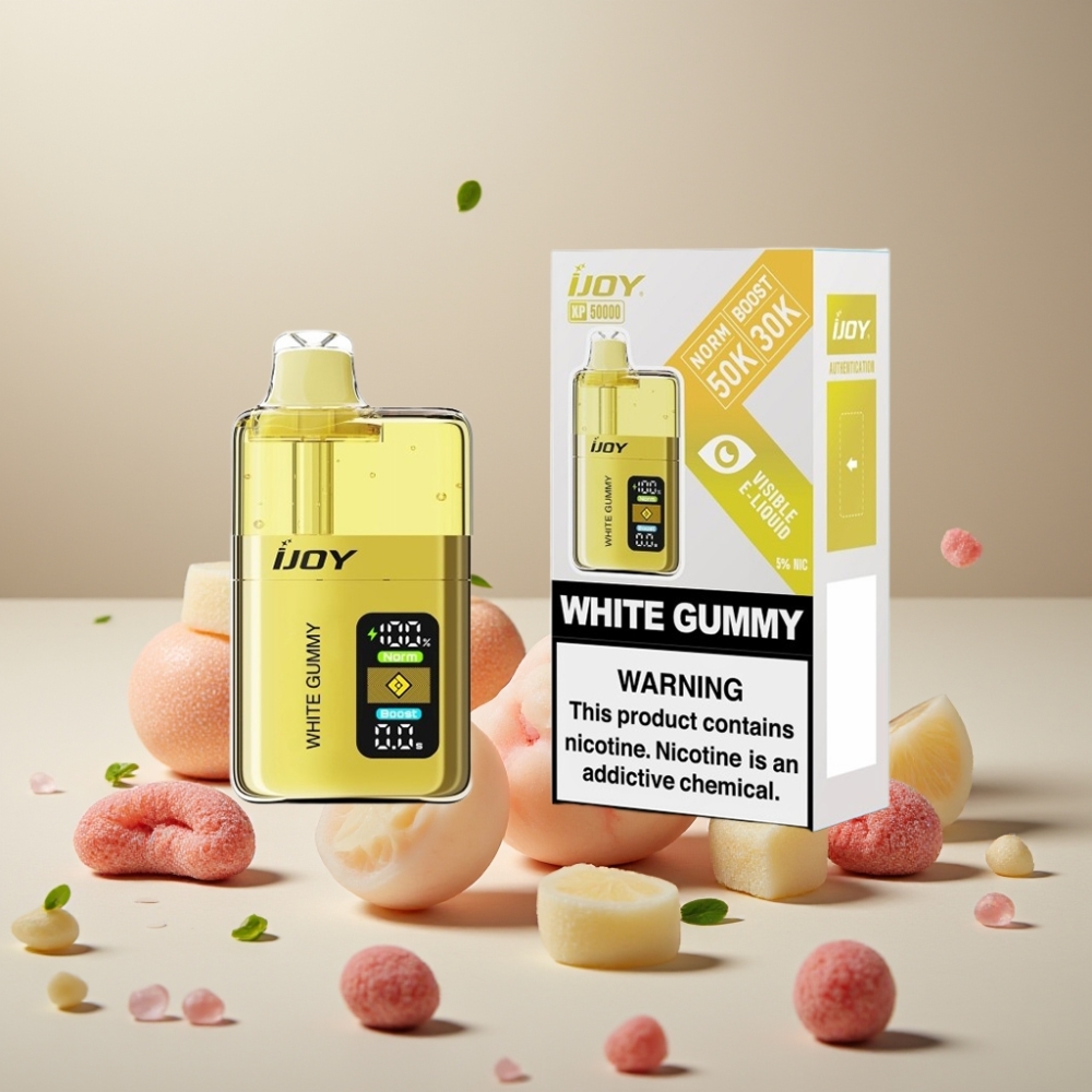 IJOY XP50000 ホワイトグミ ジャパン まとめ買い 50000パフ 0.4ohm デュアルメッシュ 50mg 1000mAh Type-c