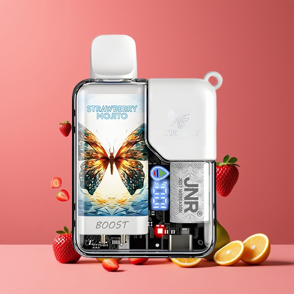 JNR Butterfly 8500 ストロベリーモヒート ジャパン まとめ買い 1200mAh 15ml 1.0ohm メッシュコイル デジタルディスプレイ