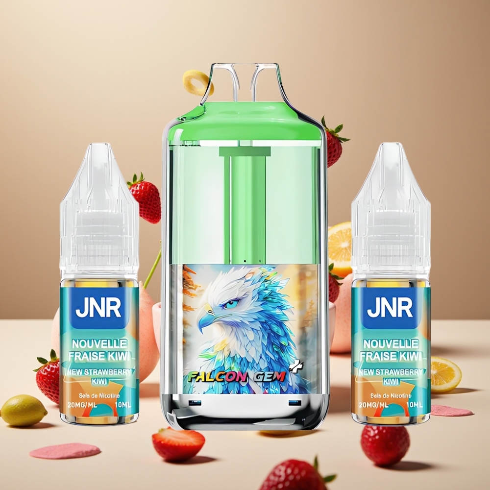 JNR Falcon GEM⁺ 30000 プッフス ストロベリーキウイ ジャパン まとめ買い デュアルメッシュコイル トップリフィルデザイン