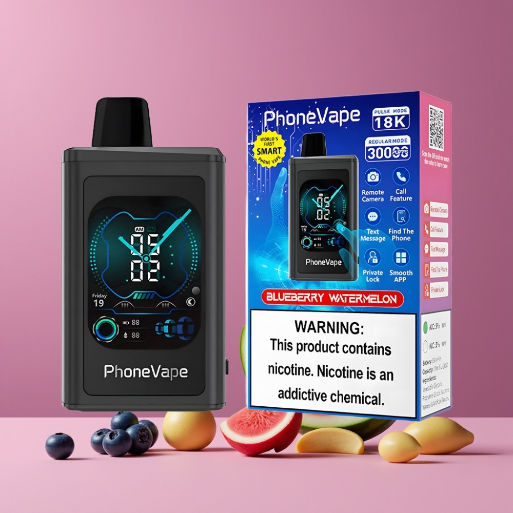 JNR PhoneVape 30000パフ ブルーベリーウォーターメロン ジャパン まとめ買い 850mAh Type-C ターボモード フルディスプレイ