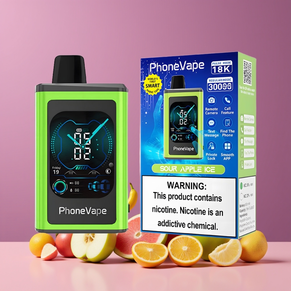 JNR PhoneVape 30000パフ サワーアップルアイス ジャパン まとめ買い 850mAh Type-C ターボモード フルディスプレイ