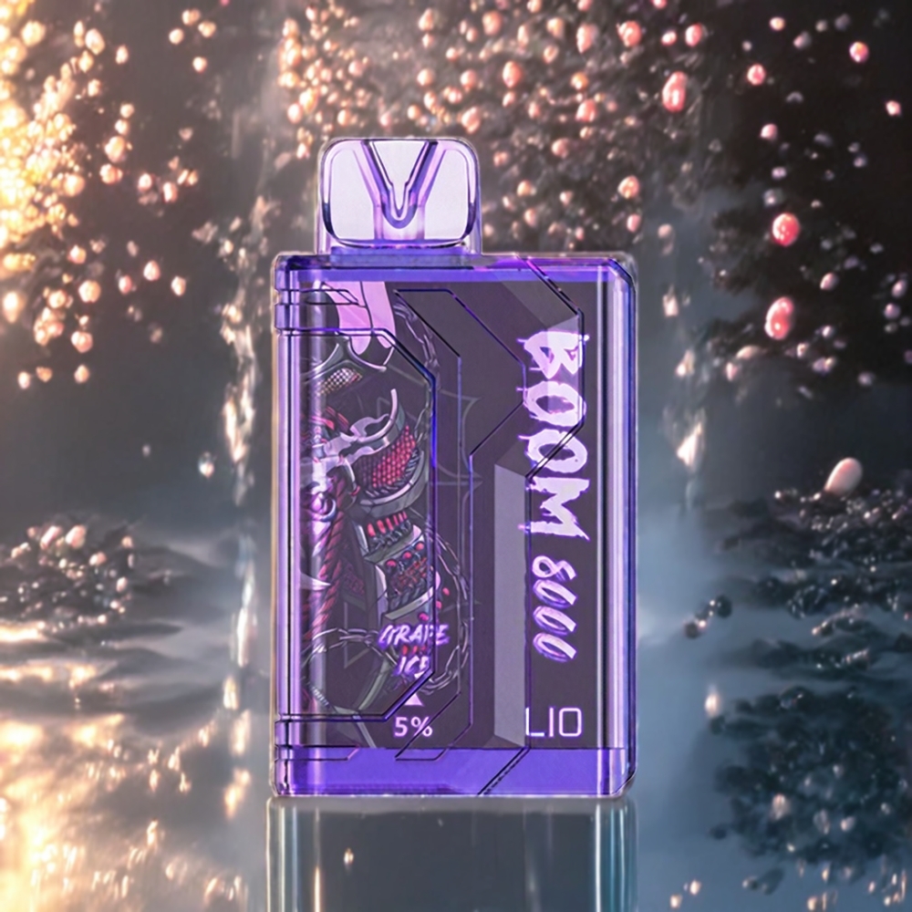 LIO BOOM PRO 8000パフ グレープアイス ジャパン まとめ買い 650mAh Type-C 15ml 5%