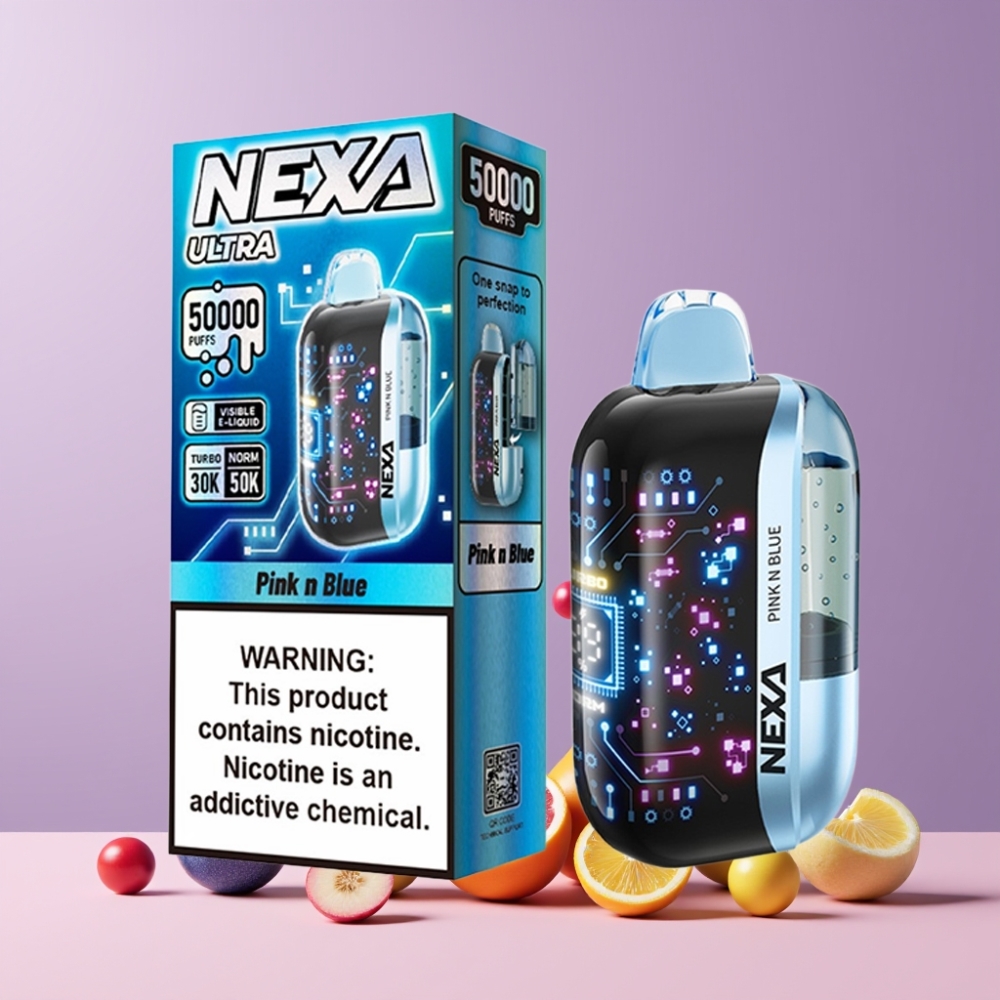 NEXA Ultra 50000パフ ピンク＆ブルー ジャパン まとめ買い 20ml 800mah 5% 0.9ohm デュアルメッシュコイル 3D曲面スクリーン Type-C充電