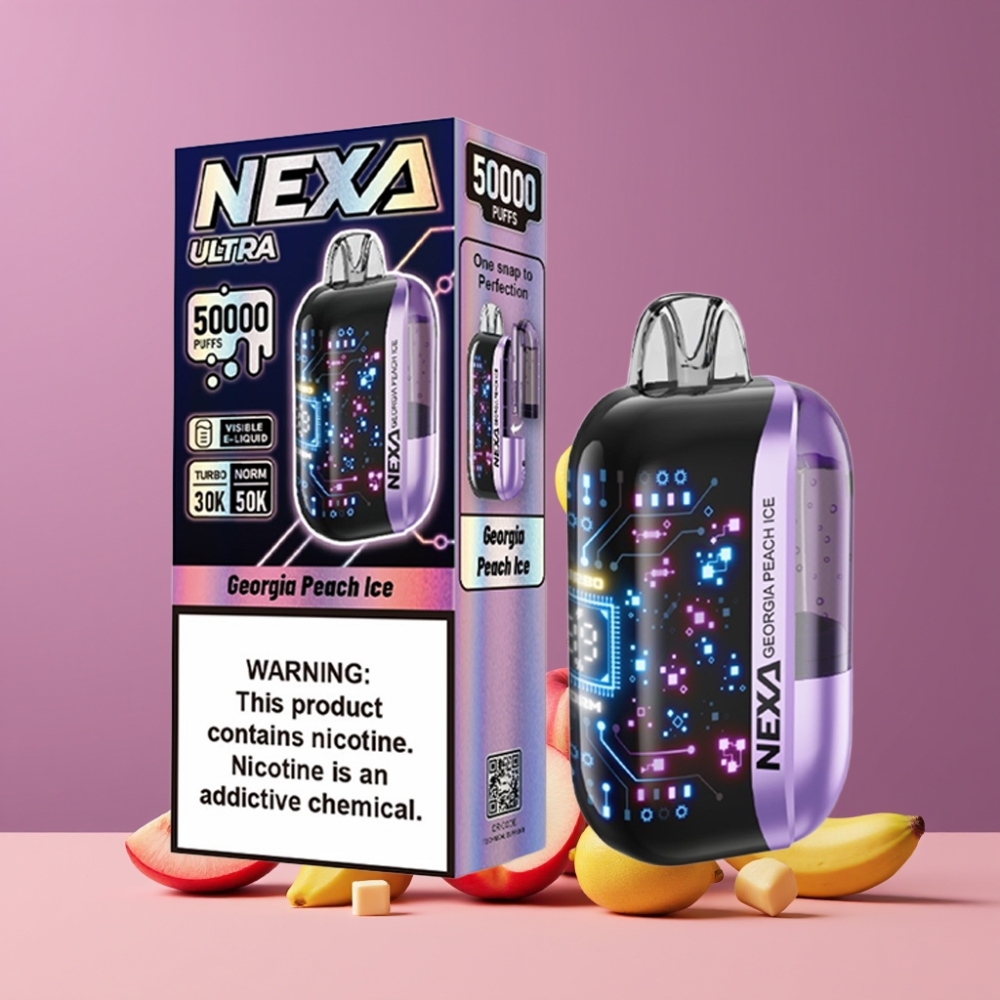 NEXA Ultra 50000 ジョージアピーチアイス ジャパン まとめ買い 20ml 800mah 5% 0.9ohm 3D曲面画面 Type-c充電