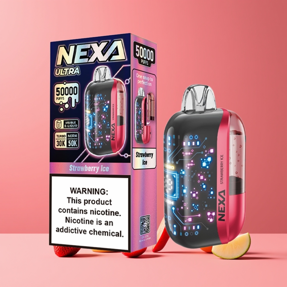 NEXA Ultra 50000 ストロベリーアイス ジャパン まとめ買い 20ml 800mah 5% 0.9ohm デュアルメッシュ 3D曲面スクリーン Type-c