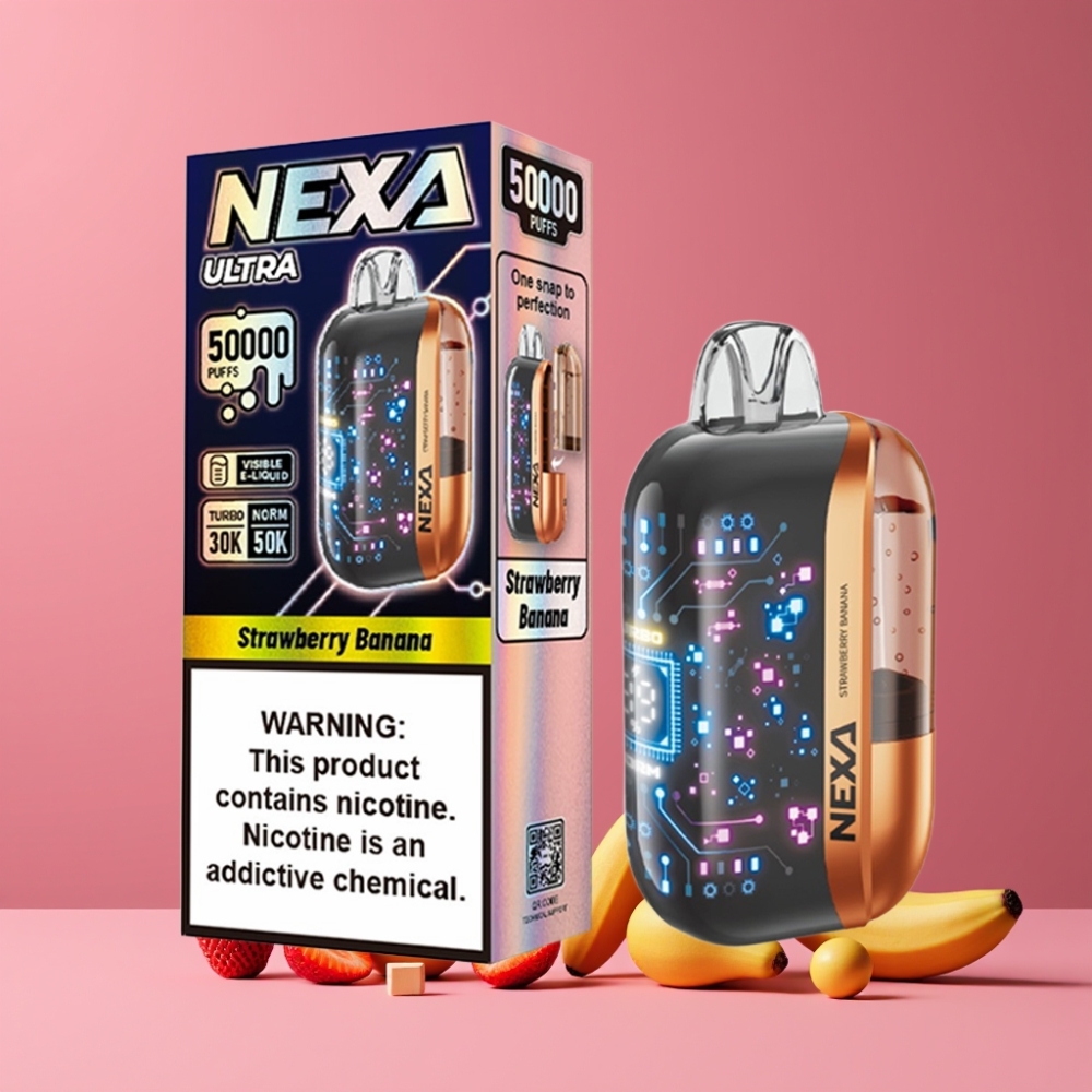 NEXA Ultra 50000パフ ストロベリーバナナ ジャパン まとめ買い 20ml 800mah 5% 0.9ohm 3d曲面スクリーン Type-c