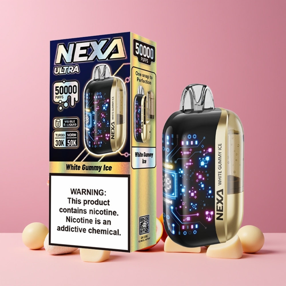 NEXA Ultra 50000 ホワイトグミアイス ジャパン まとめ買い 20ml 800mah 5% 0.9ohm 3d 曲面スクリーン Type-c